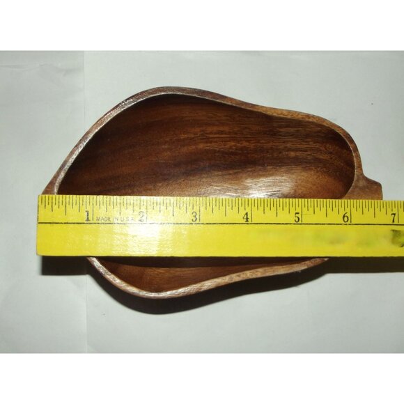 Monkey Pod Wood Shaped 6-7/8" Bowl Serving Trinket Nut Dish MCM vtg - Picture 3 of 7